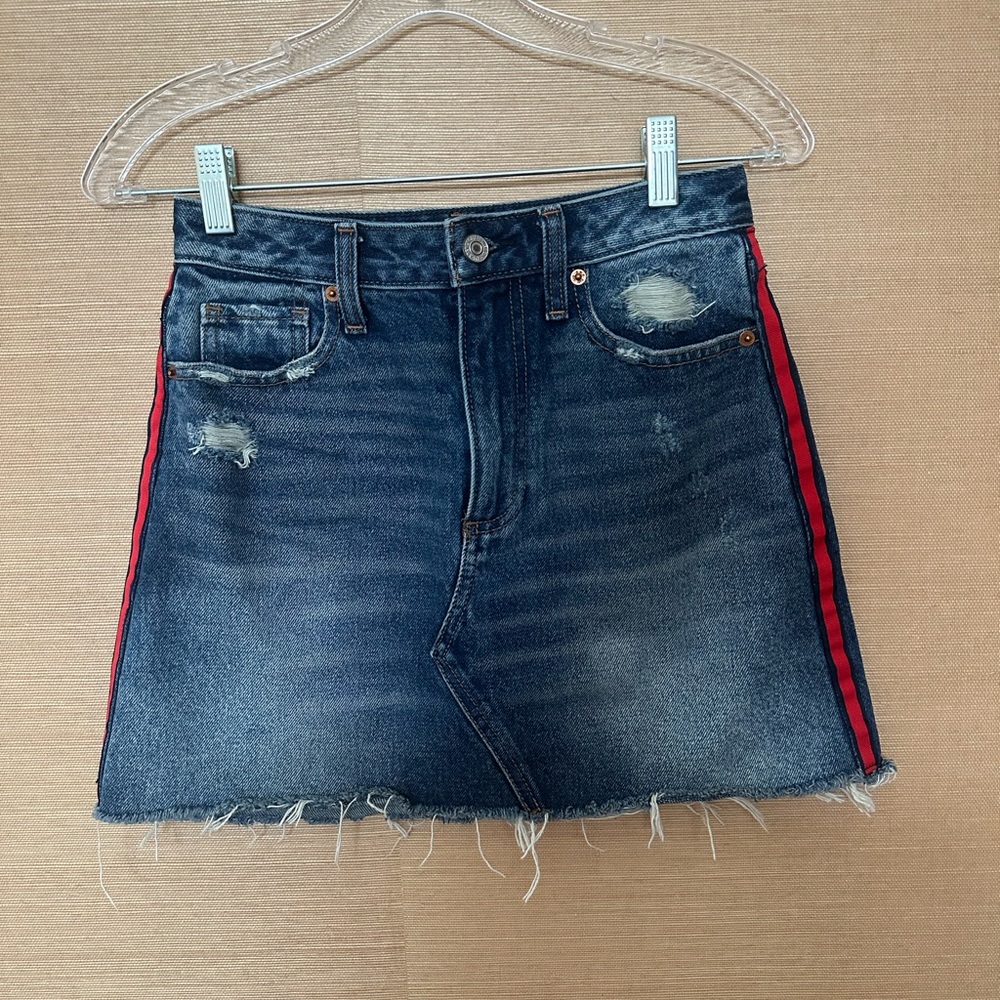 Abercrombie Size 25 0 Denim Skirt Red Stripe